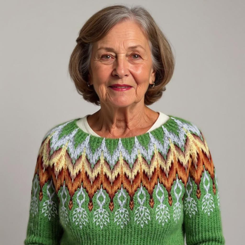 Knitted Sweater with Geometric Design