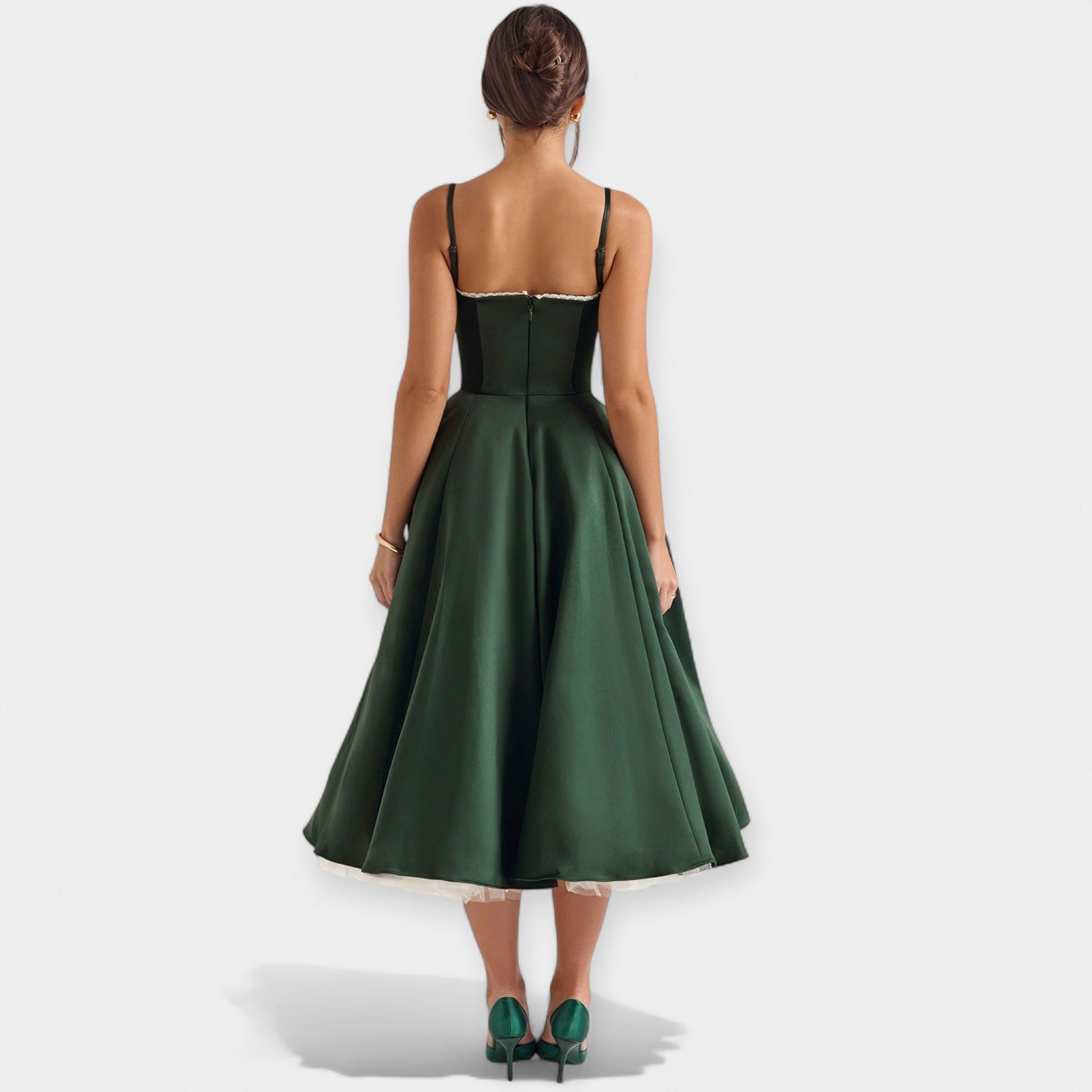 Midi Dress with Tulle Sheer Details