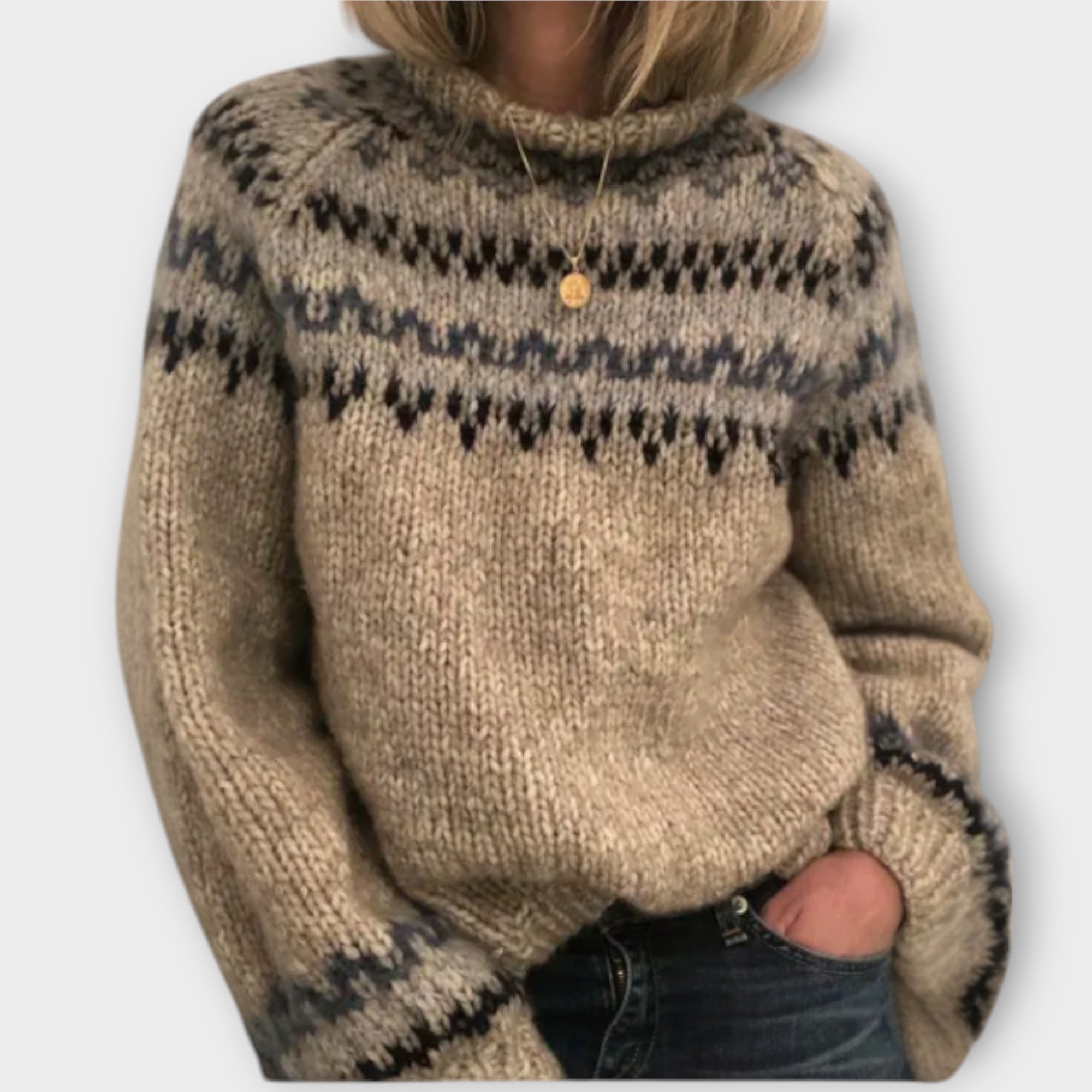 Knitted Sweater with Classic Pattern