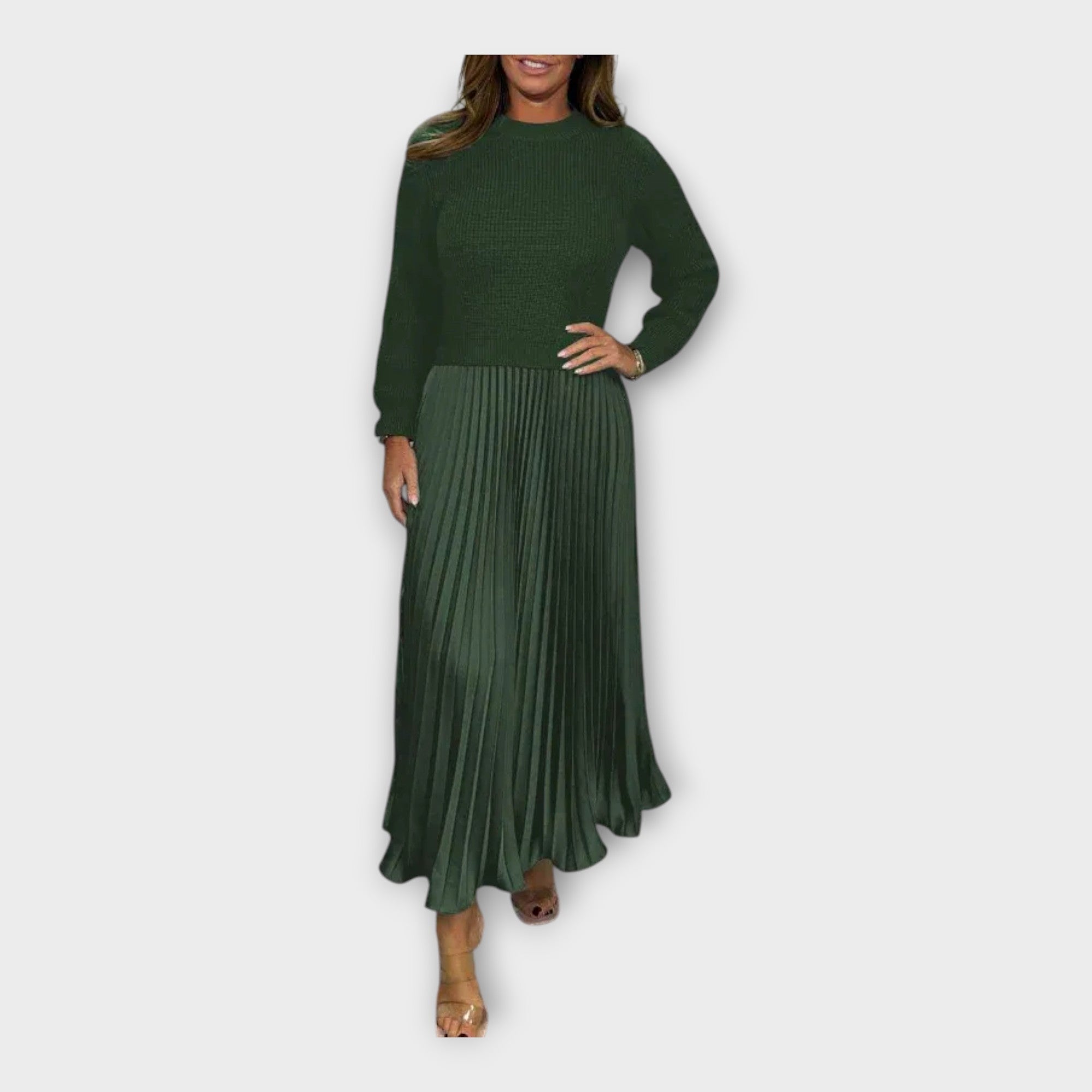 Elegant Dress with Pleated Design and Timeless Aesthetic