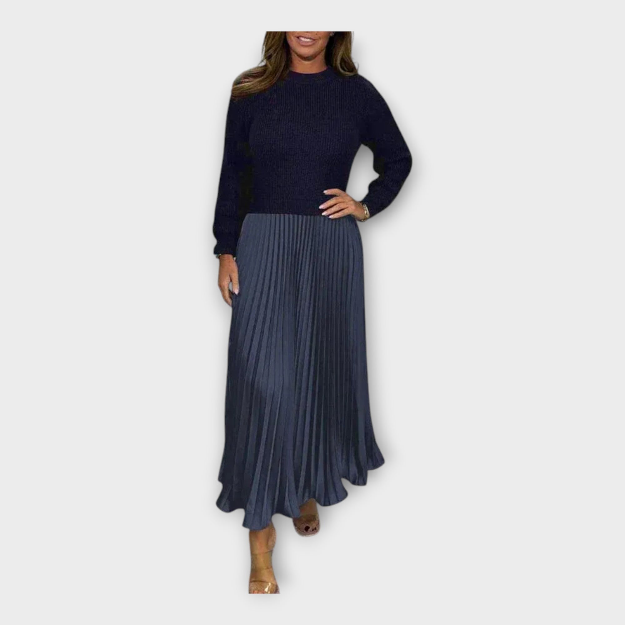 Elegant Dress with Pleated Design and Timeless Aesthetic