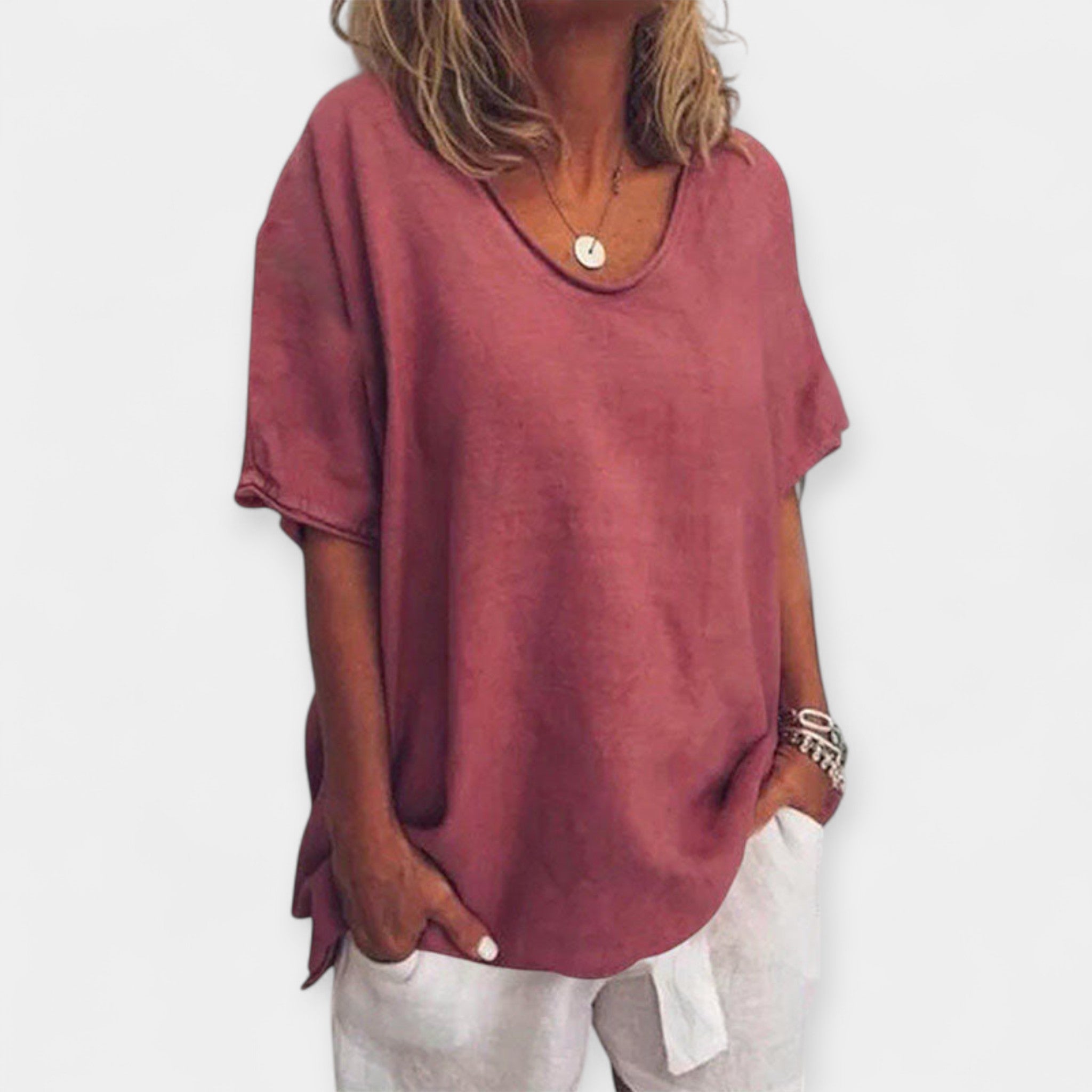 Summer Blouse with V-Neck
