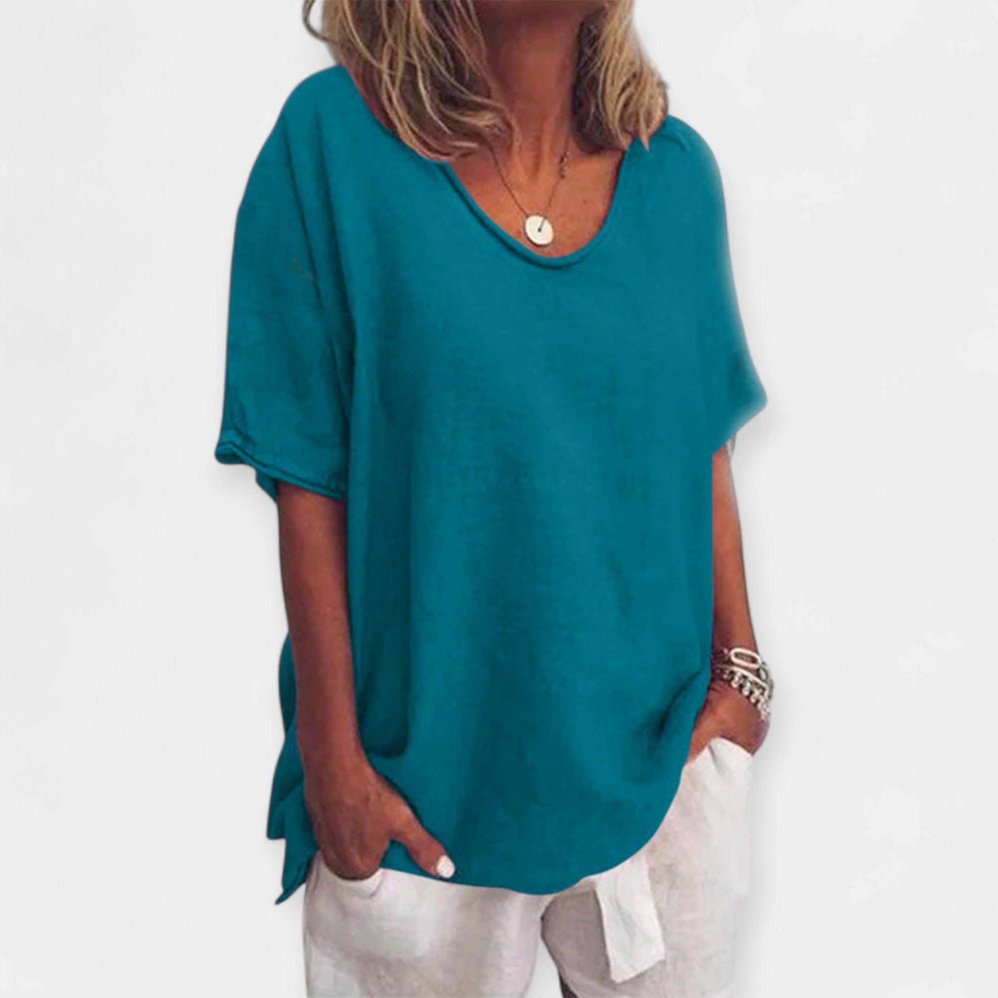 Summer Blouse with V-Neck