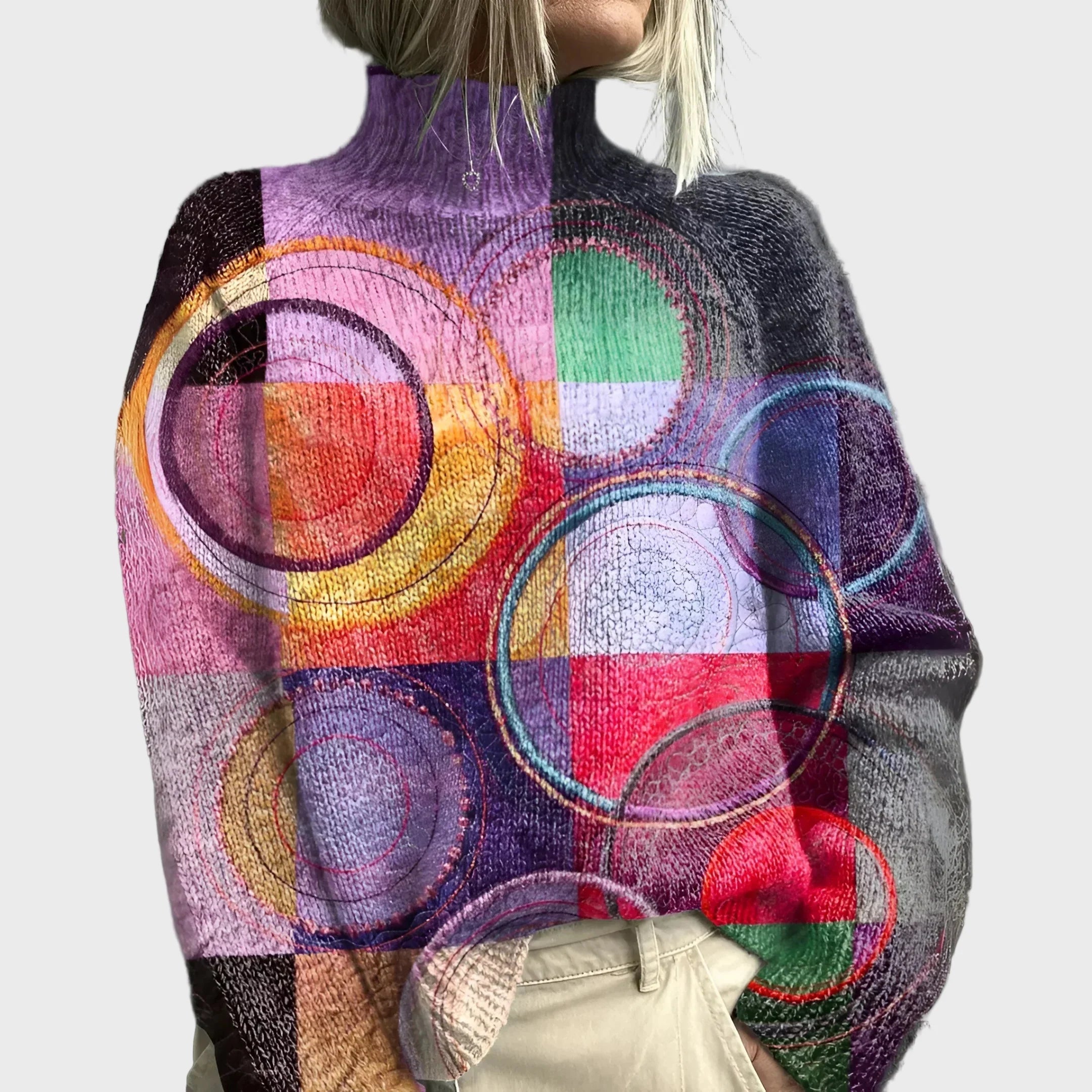 Knitted Turtleneck with Unique Design