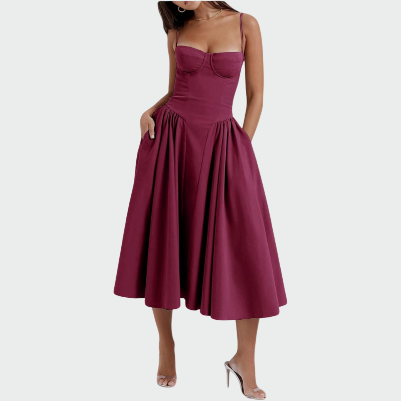Satin Maxi Dress with Thin Straps
