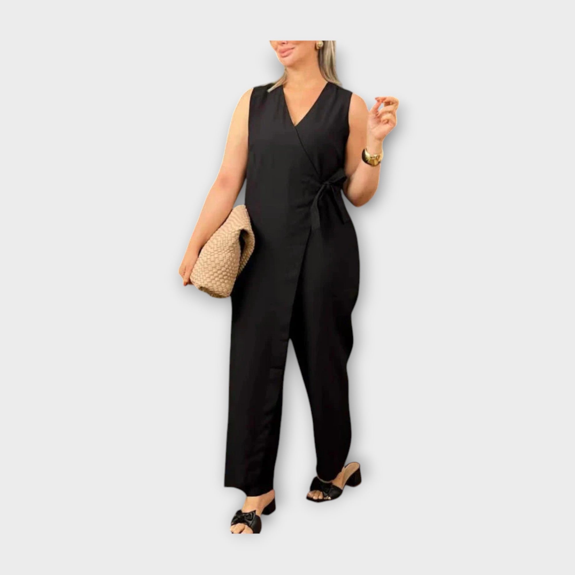 Full-Length Jumpsuit with Waist Tie
