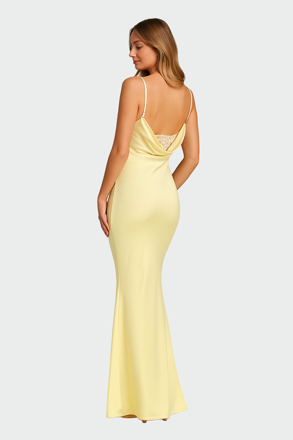 Satin Dress with Open Back